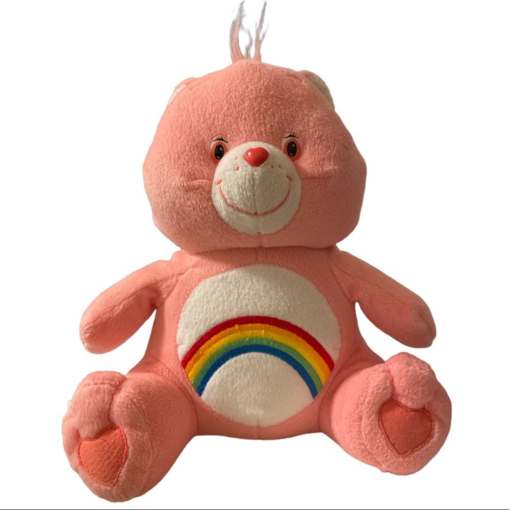 Care Bears CHEER BEAR 🌈 Rainbow 2003 Pink Plush Stuffed Animal 11" Tall